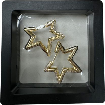 Gold Star Crystal Embellished Earrings In Gift Box