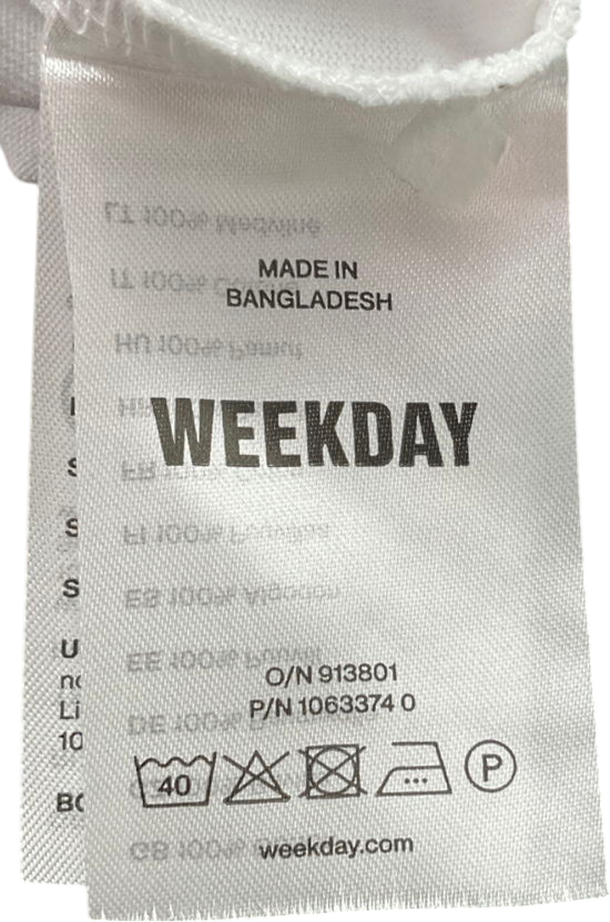 Weekday White Long Sleeve Cotton Top UK S