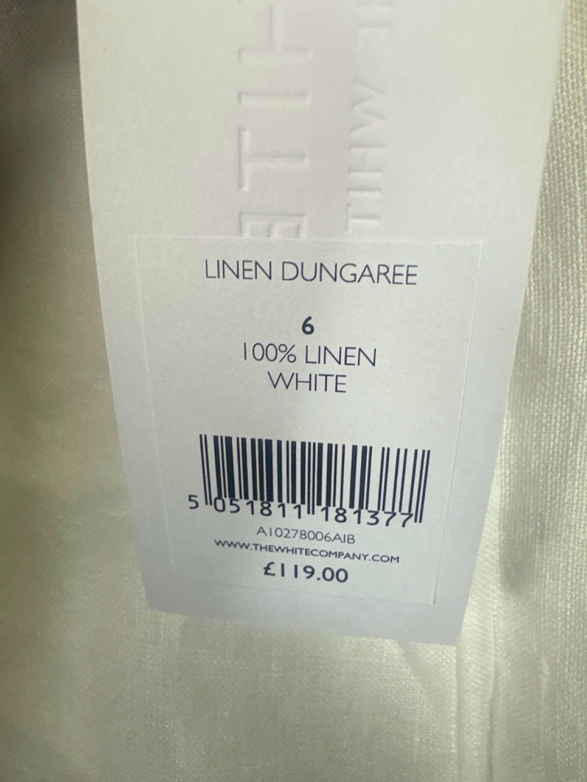 The White Company White Linen Dungarees UK 6