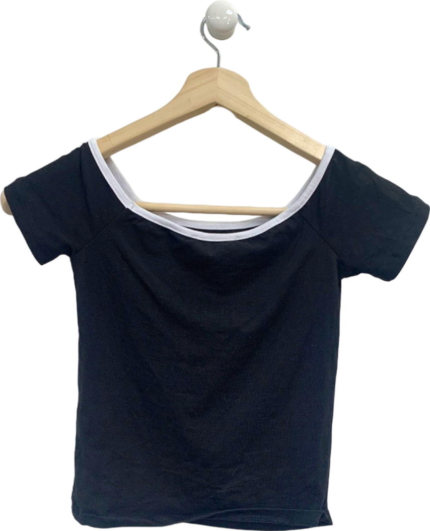 New Look Black T-Shirt with White Trim UK 6