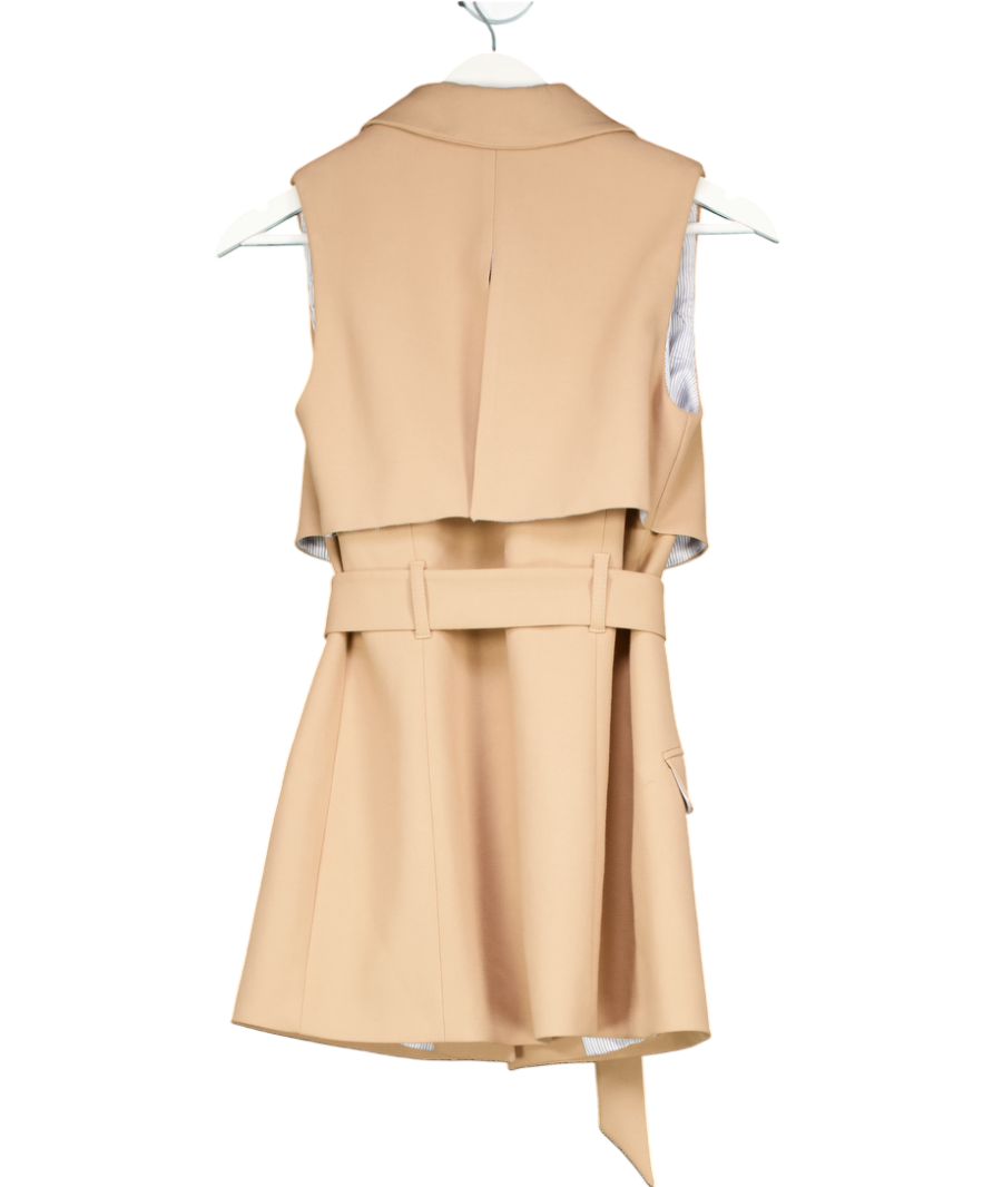 Karen Millen Beige Button Up Belted Waistcoat UK 8
