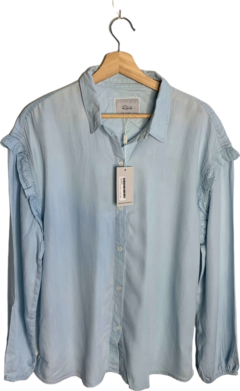 Rails Light Blue Willow Ruffled Chambray Ruffle Sleeve Shirt XS