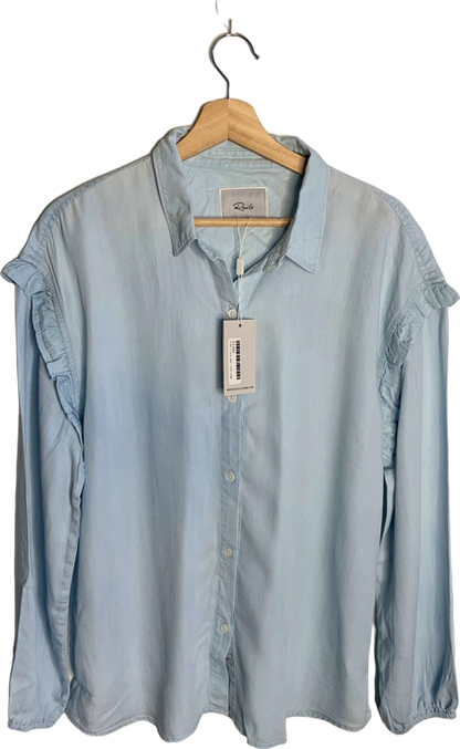 Rails Light Blue Willow Ruffled Chambray Ruffle Sleeve Shirt XS