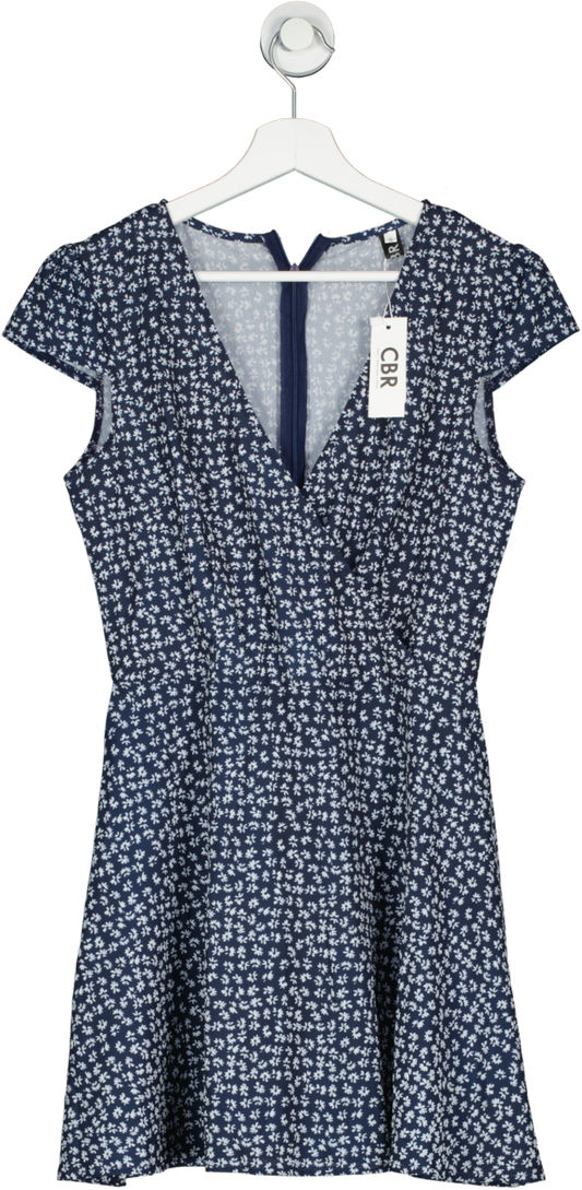 CBR Blue Floral Print Mini Dress UK S