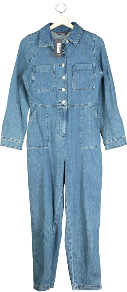 M&S Blue Denim Jumpsuit UK 8