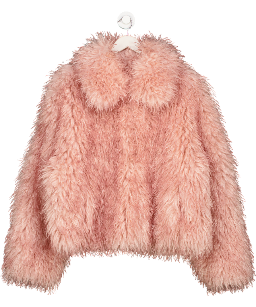 boohoo Pink Plus Shaggy Faux Fur Coat UK 16