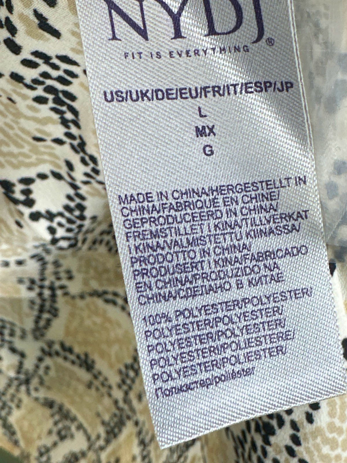 NYDJ Beige Snake Print Pintuck Blouse UK L