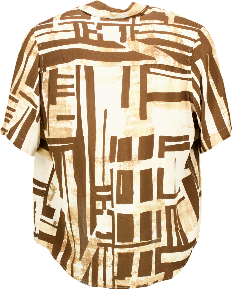 Zara Brown Geometric Print Relaxed Fit Shirt UK L