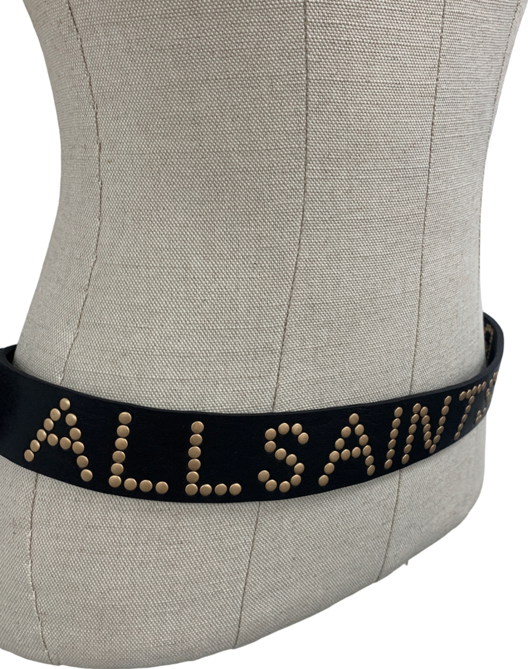 All Saints Black Rock Studded Leather Belt One Size