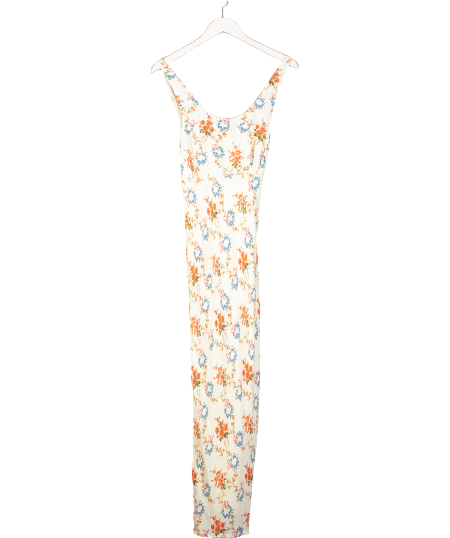 Oasis Cream Floral Print Maxi Dress UK 6