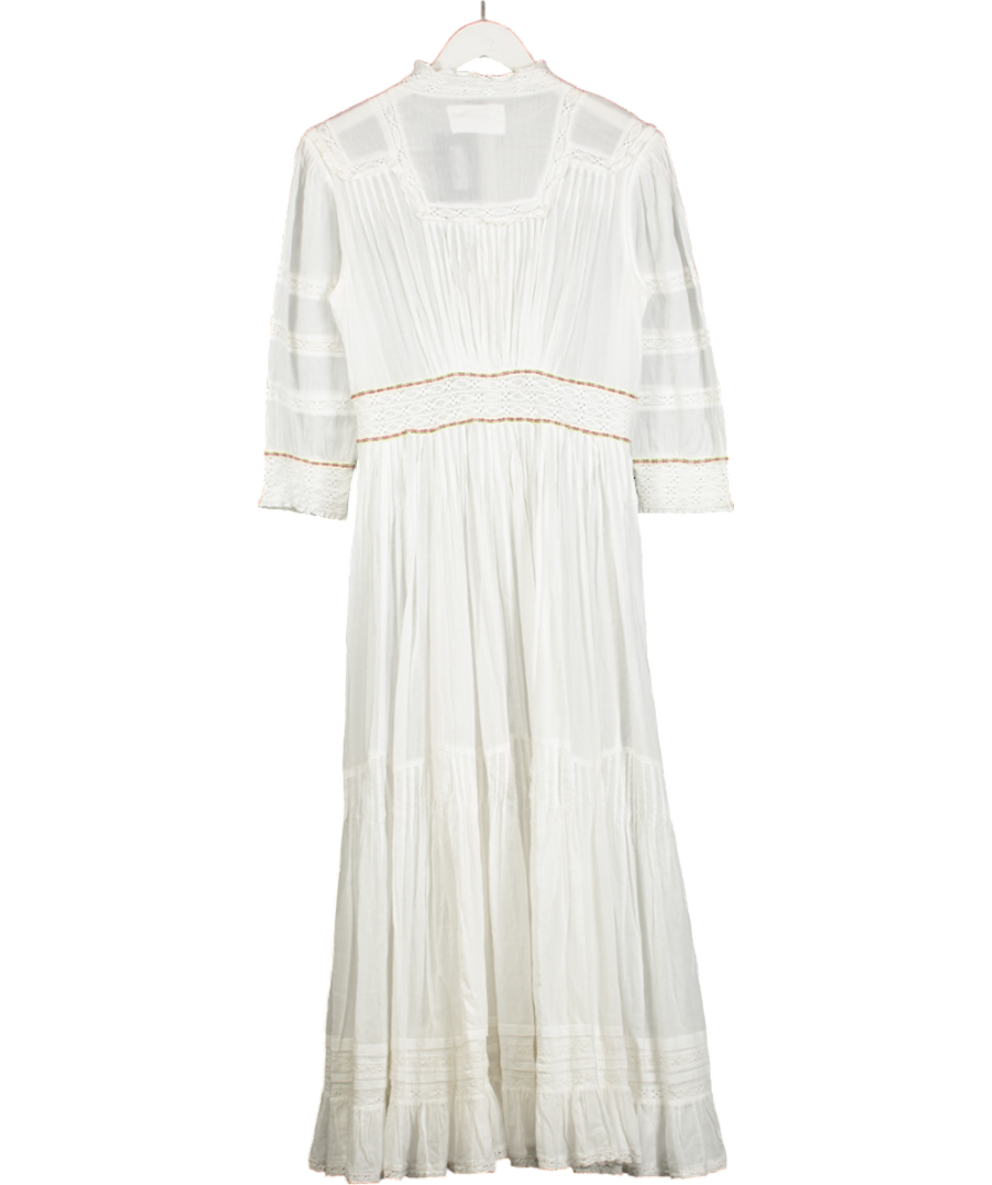 Pitusa White Cotton Lace Inset Maxi Dress UK S/M
