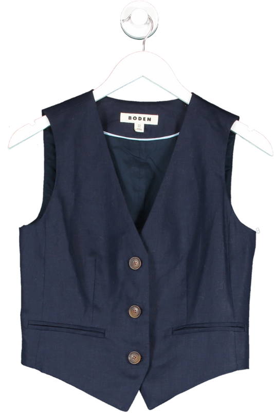 Boden Blue Tailored Linen Waistcoat UK 6