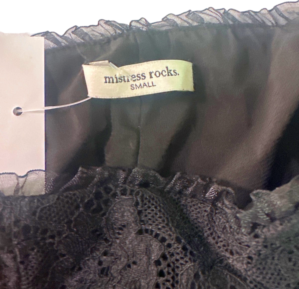 Mistress Rocks Black Lace Mini Skirt UK S