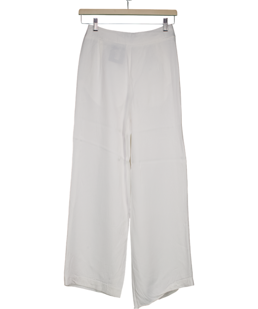 Karen Millen White Tailored Viscose Satin Back Crepe Wide Leg Trousers UK 6 PETITE