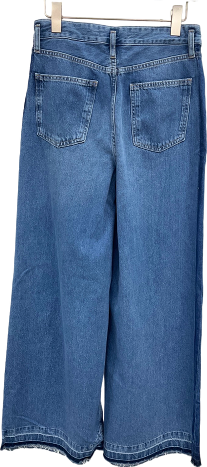 Next Blue Palazzo Wide High Rise Jeans UK 8