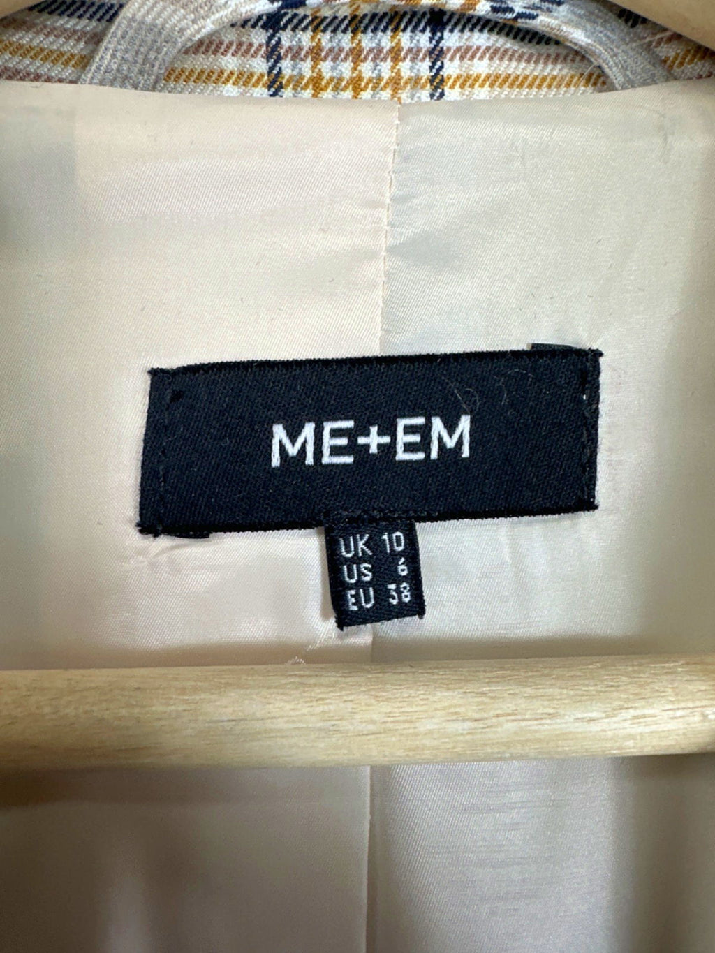 ME+EM Beige Checkered Blazer UK 10