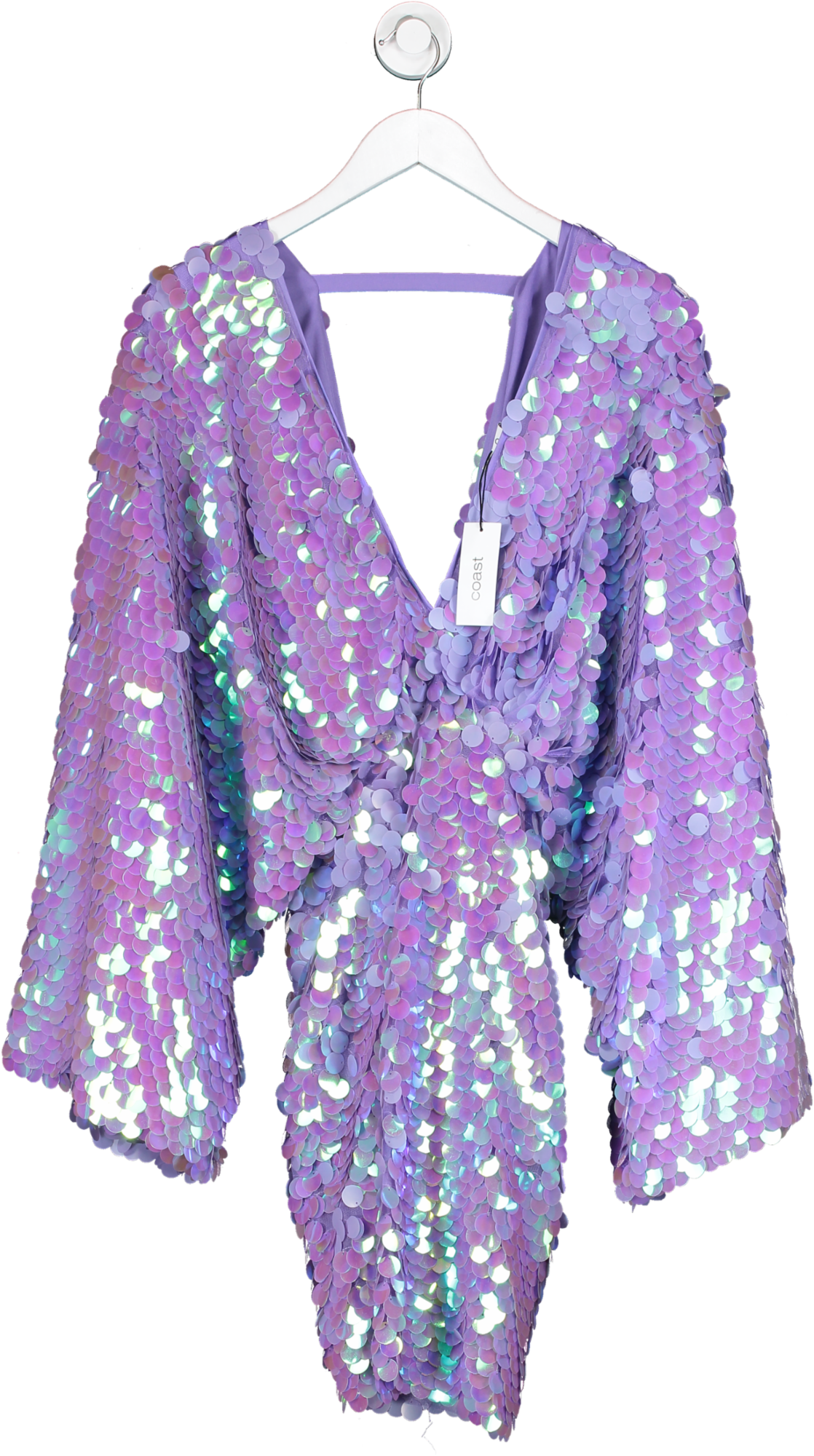 Coast Purple Statement Sequin Kimono Mini Dress UK 8