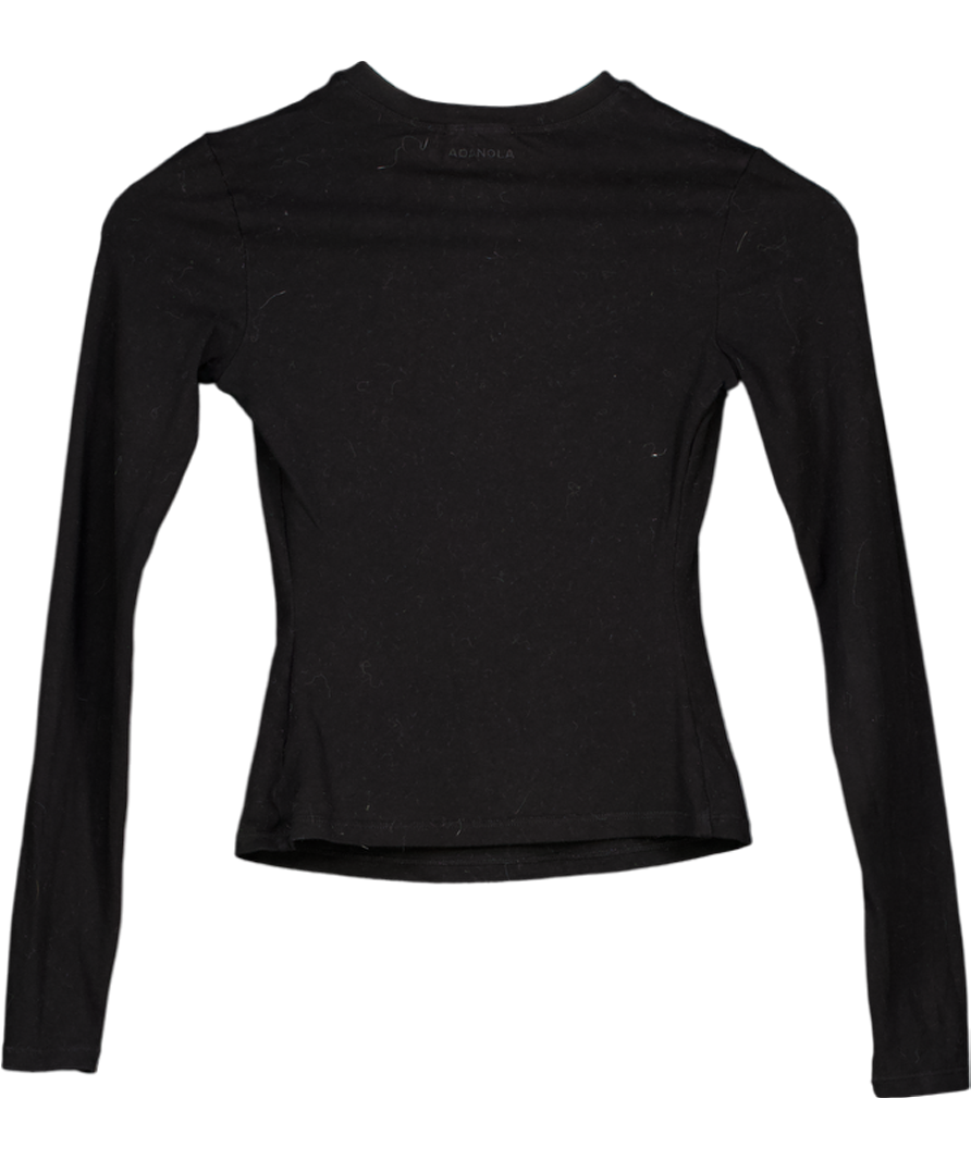 Adanola Black Cotton Long Sleeve Top UK XS