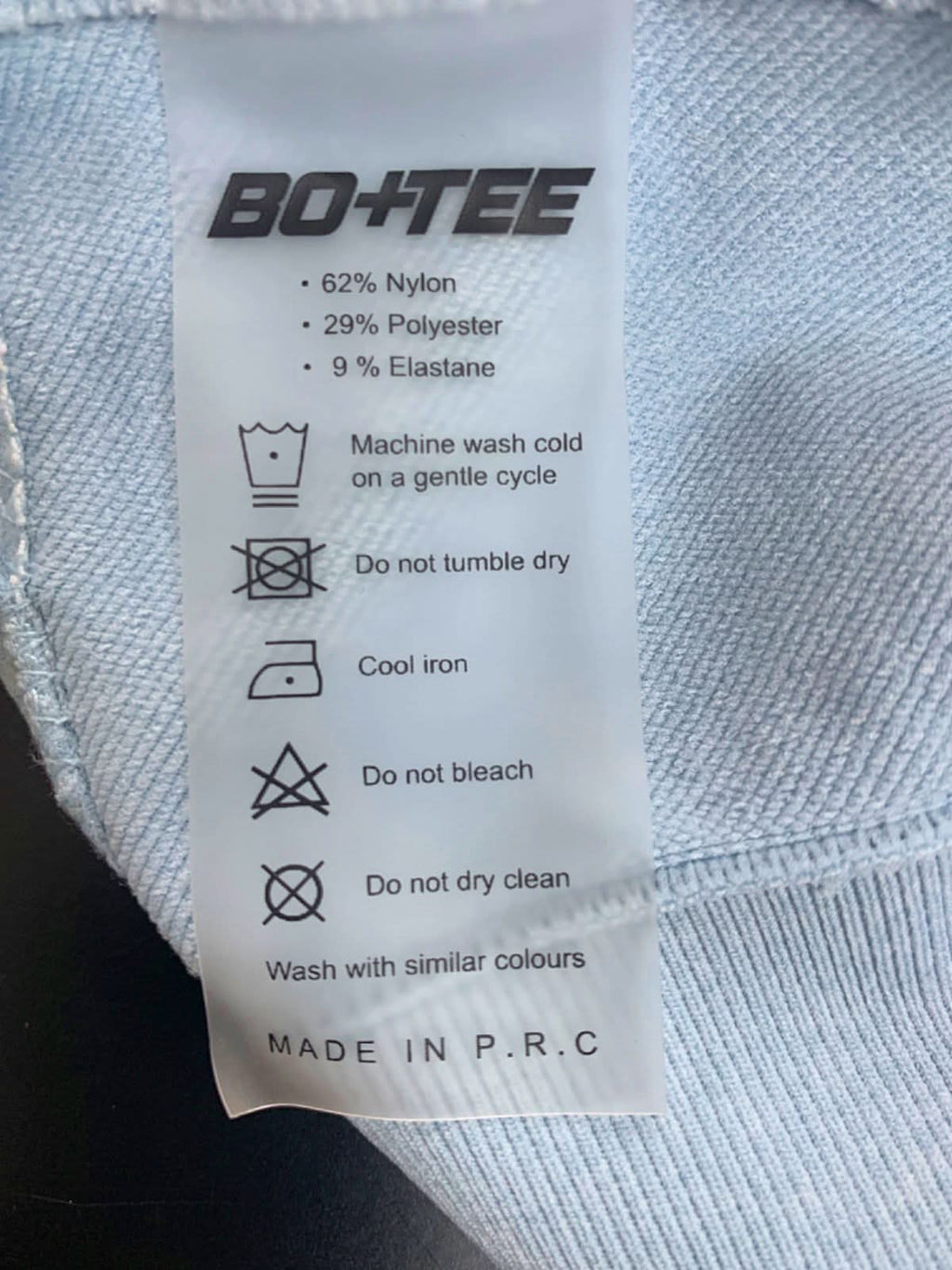 Bo+Tee Light Blue Cropped Cross-Back Sports Bra XS