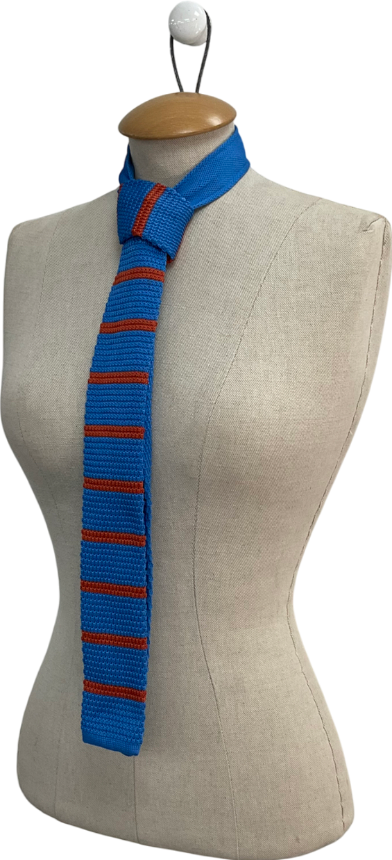 Beau Blue Square Cut Knitted Tie One Size