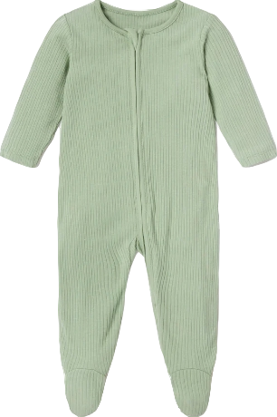 Mori Baby Sage Green Bamboo/organic Cotton Ribbed Clever Zip Sleepsuit BNWT 3-6 Months