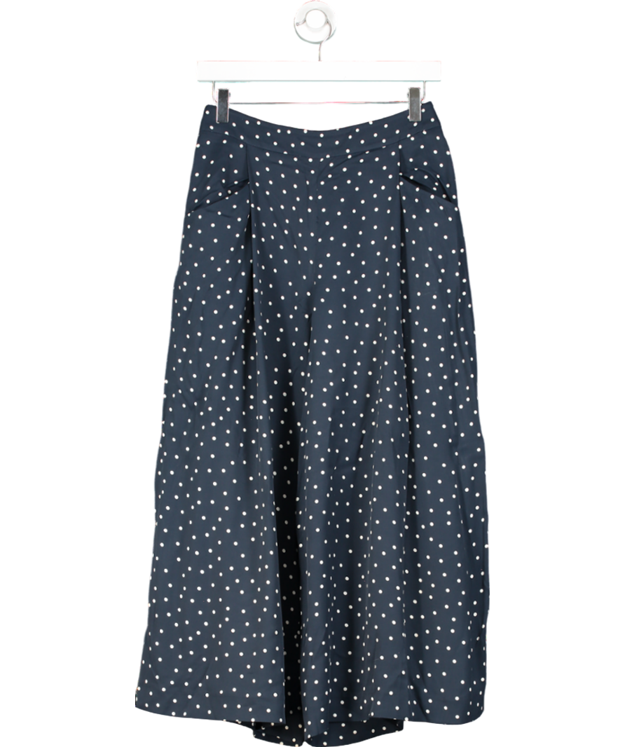 Jigsaw Blue Cotton Viscose Polka Dot Trouser UK 8