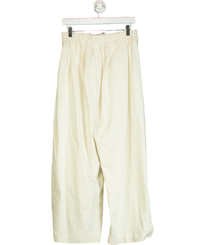 Cream Free People Green Elasticated Waist Wide Leg Trouser UK S