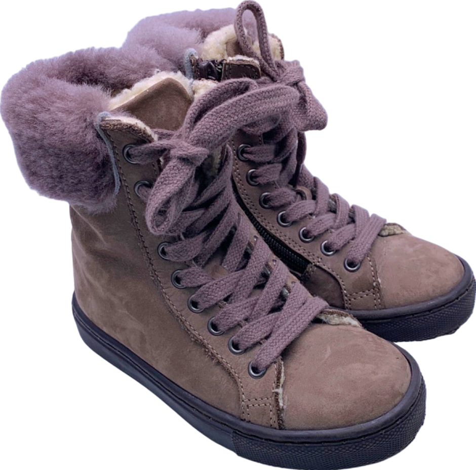 Papouelli Brown Suede Lace-Up Winter Boots EU 26