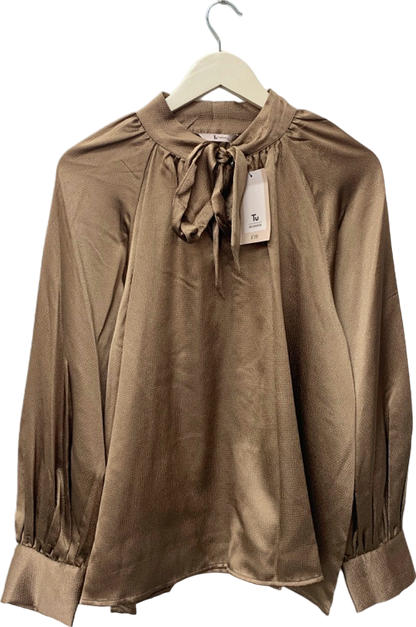 Tu Brown Tie Neck Blouse UK 18