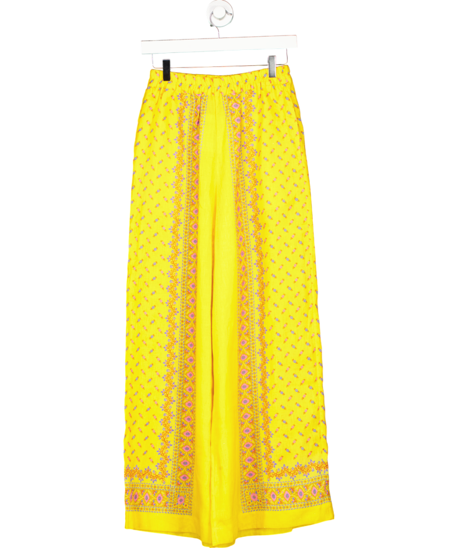 Boteh Yellow Darjeeling Wide Leg Trousers UK S