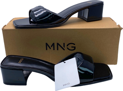 Mango Black Patent Leather Sandals UK 4