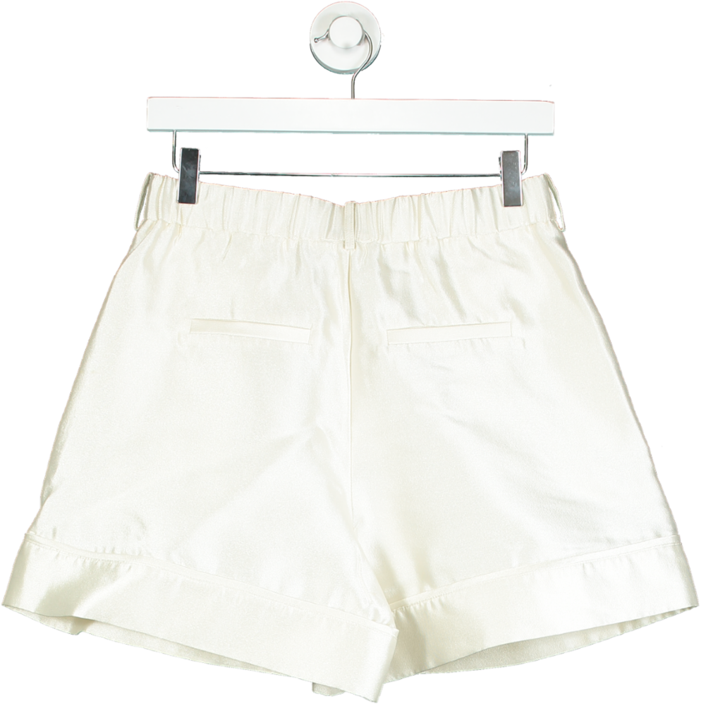 By Malina White Satin Shorts UK S