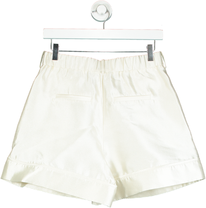 By Malina White Satin Shorts UK S