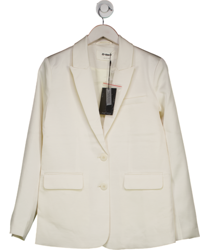4th & Reckless Cream Satin Tailored Blazer- Camille UK 8