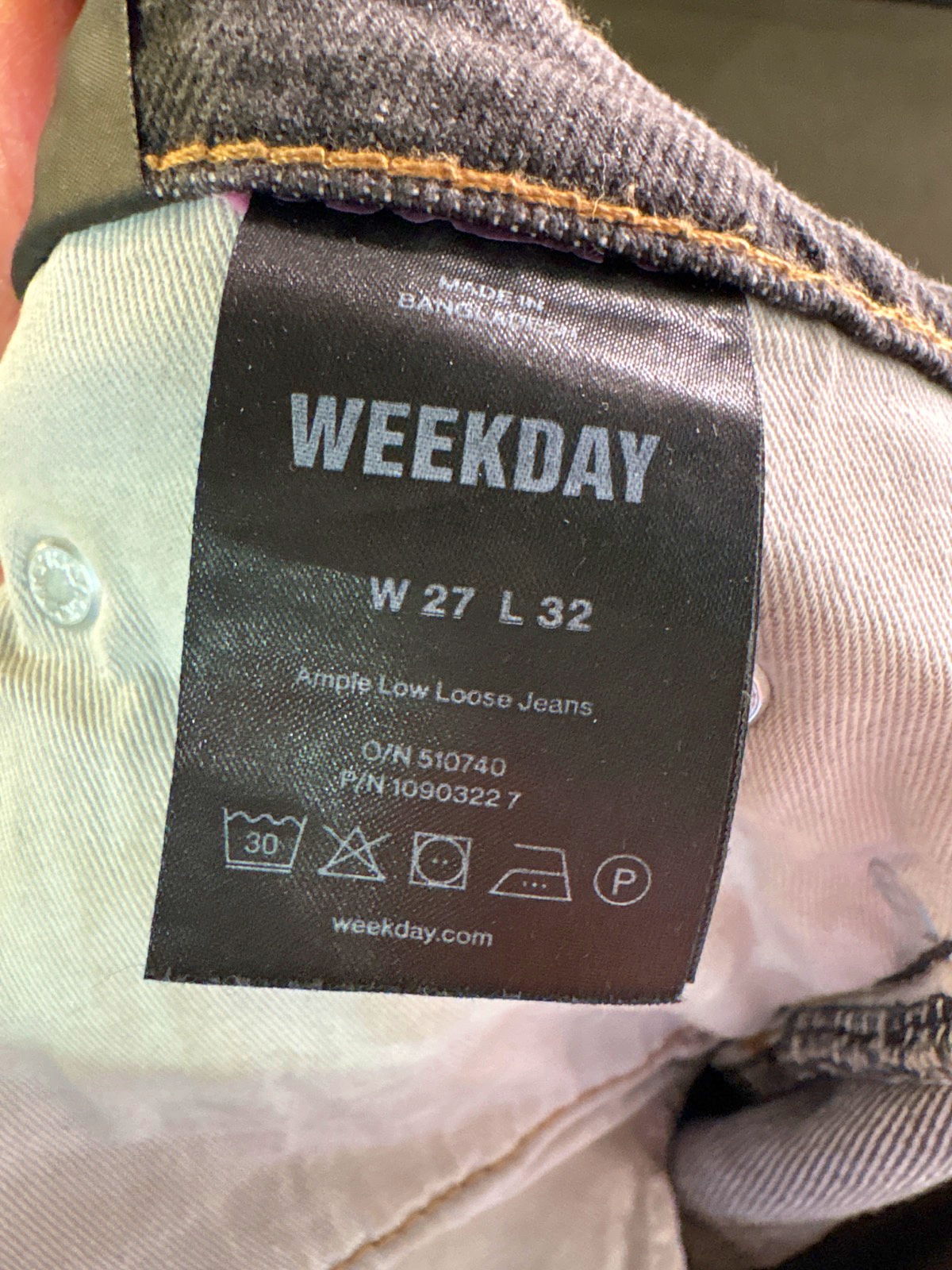 Weekday Grey Ample Low Loose Jeans W27 L32