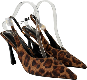 River Island Brown Leopard Print Slingback Court Heels UK 4 EU 37