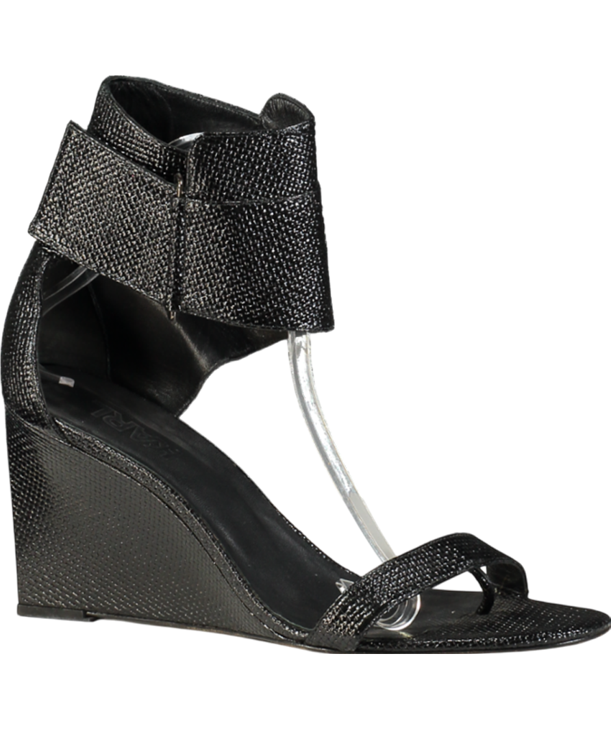 Karl Lagerfeld Black Leather Wedge Sandal UK 8 EU 41 👠