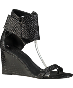 Karl Lagerfeld Black Leather Wedge Sandal UK 8 EU 41