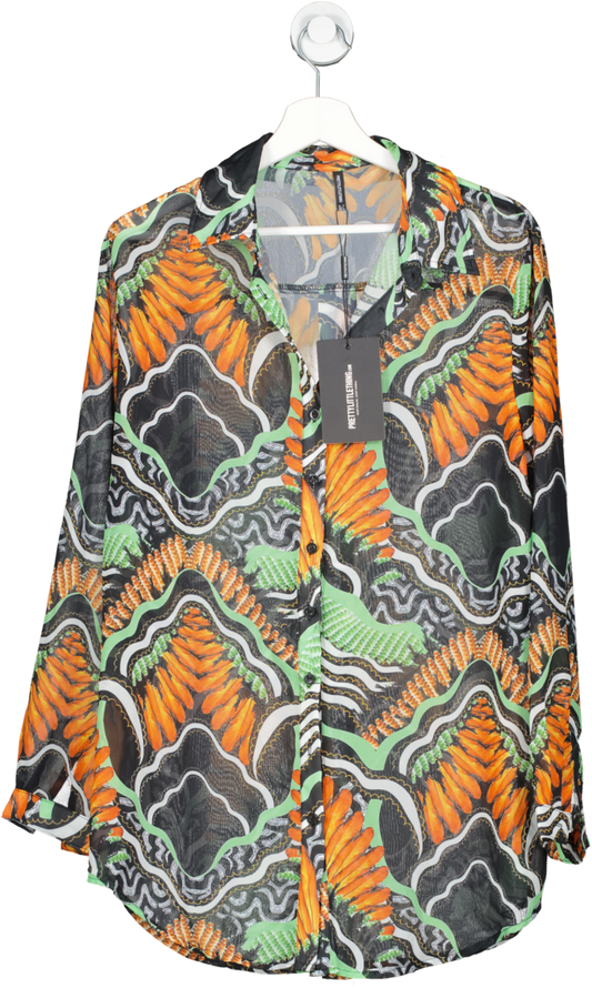 PrettyLittleThing Multicoloured Tribal Print Beach Shirt UK 10