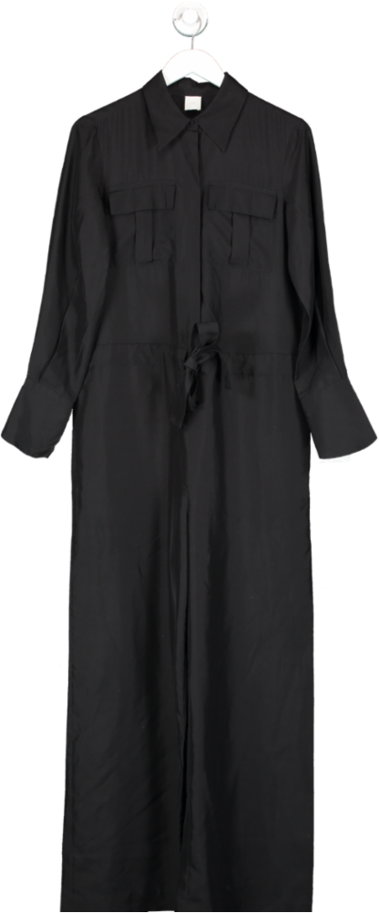 H&M Black Premium Silk Jumpsuit UK 10