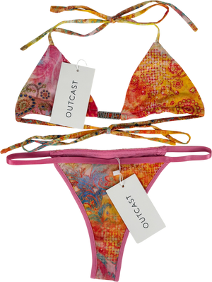 Outcast Orange Diamante Detail Mesh Bikini UK S