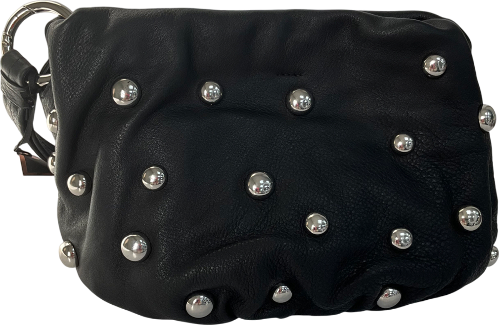 Next Black Leather Studded Clutch Bag