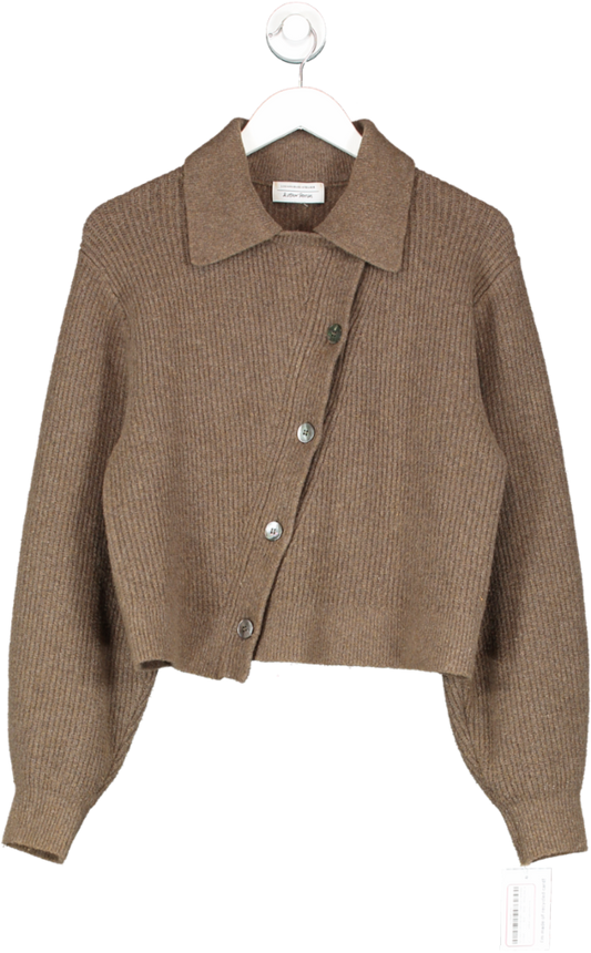 & Other Stories Brown Boxy Asymmetric Cardigan UK M