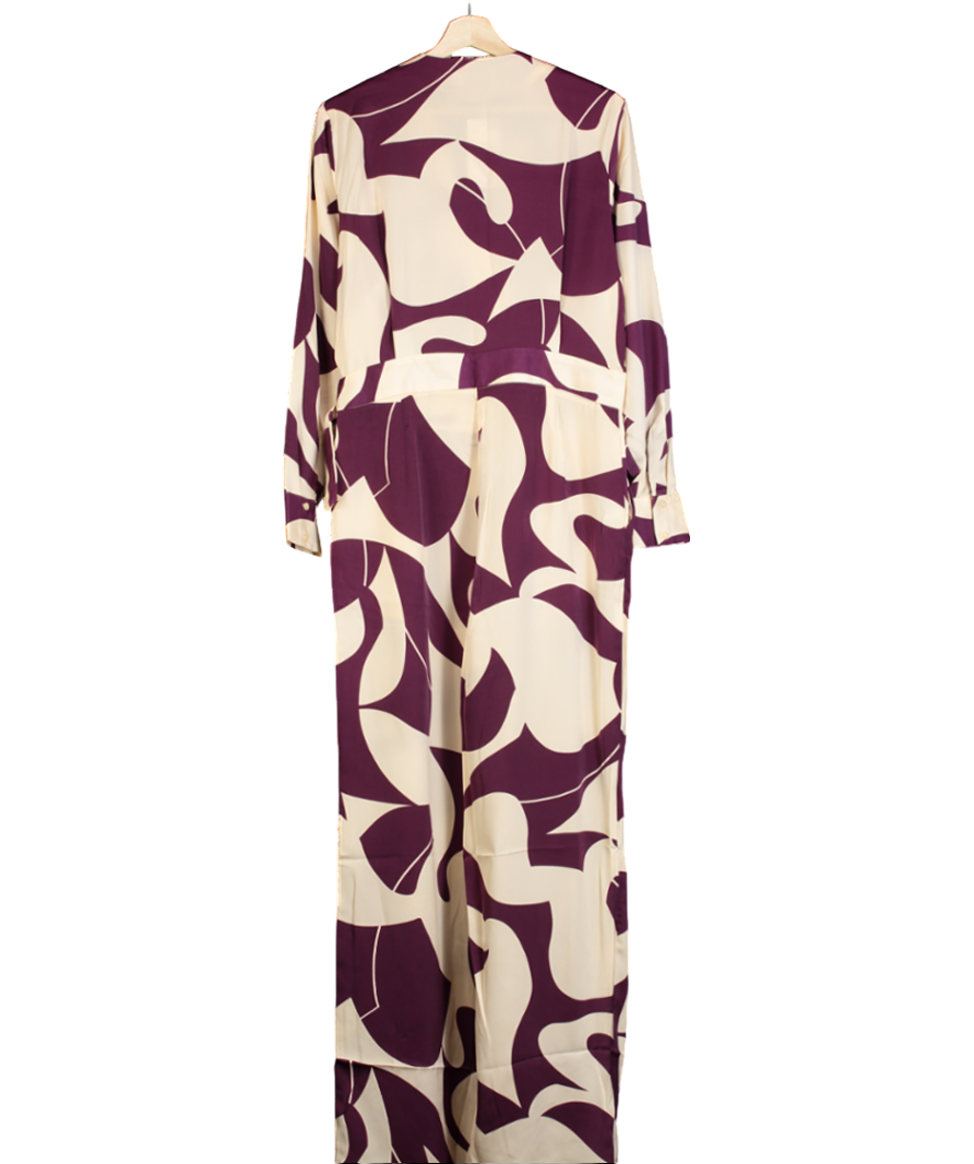 MANGO Purple Belt Printed Jumpsuit UK L