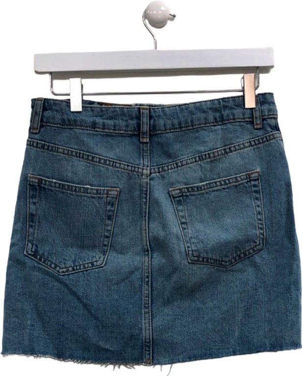 Topshop Blue Moto Denim Mini Skirt UK 10