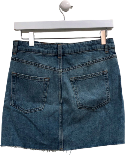 Topshop Blue Moto Denim Mini Skirt UK 10