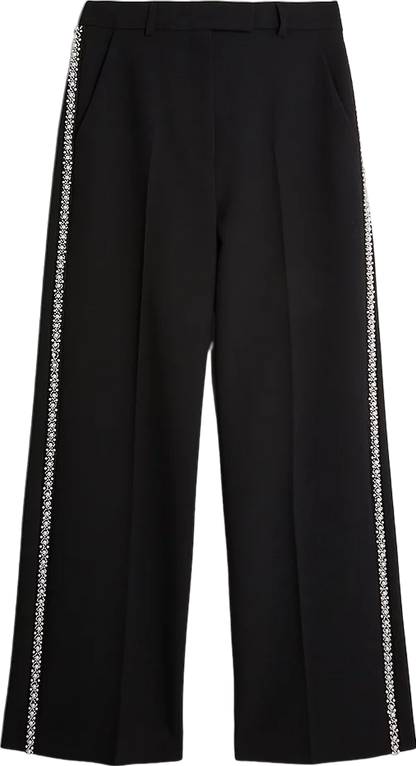 Karen Millen X Lydia Millen Petite Black Tailored Stretch Pearl Embellished Trousers UK 8