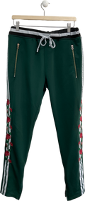 Broadway Green Rose Detail Slim Leg Joggers With Zip Hem UK L