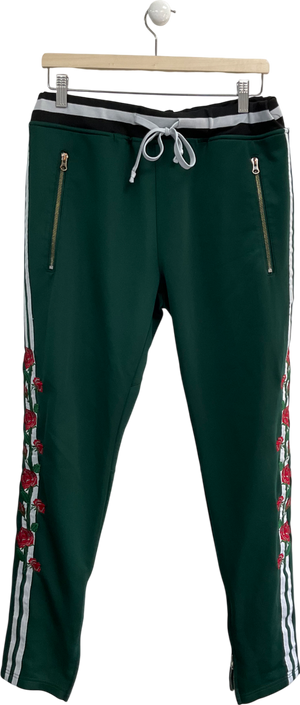 Broadway Green Rose Detail Slim Leg Joggers With Zip Hem UK L
