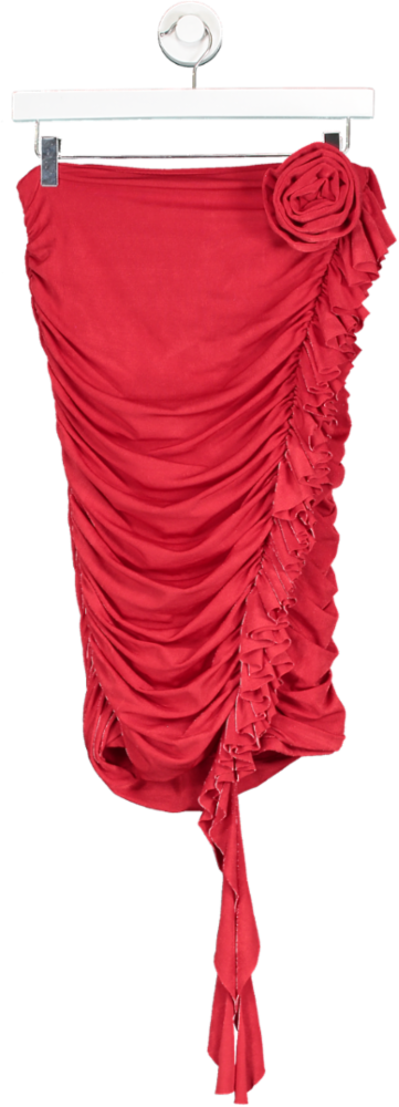 Kikiriki Red Rose Detail Ruched Midi Skirt UK S – Reliked